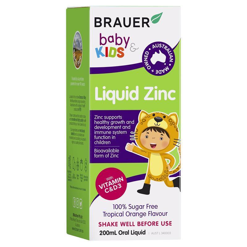 Siro bổ sung kẽm cho bé Brauer Baby Kids Liquid Zinc 200ml