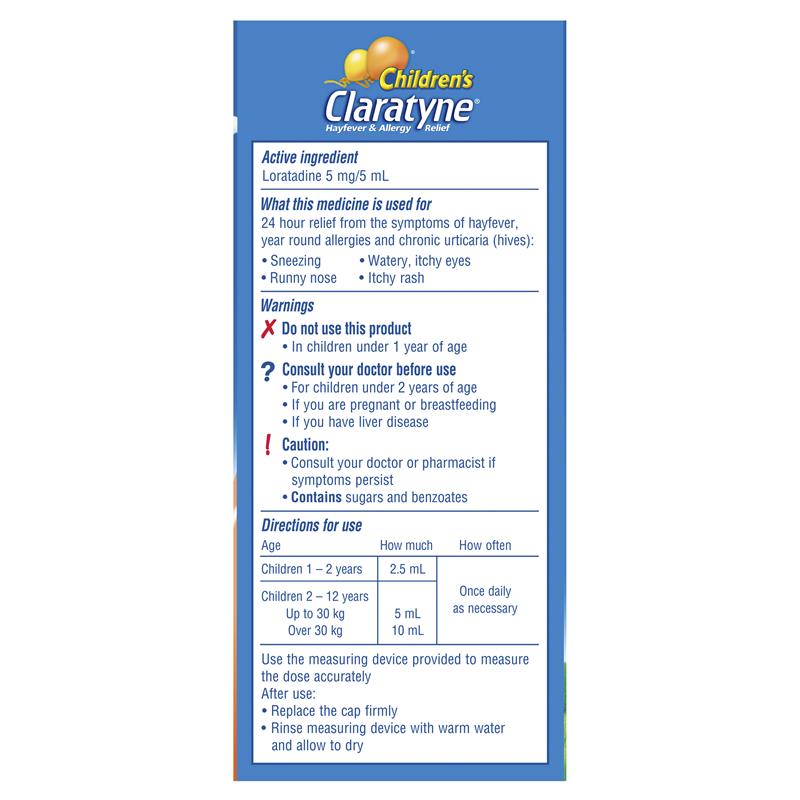 Siro trị dị ứng Children's Claratyne Hayfever & Allergy Relief 60ml