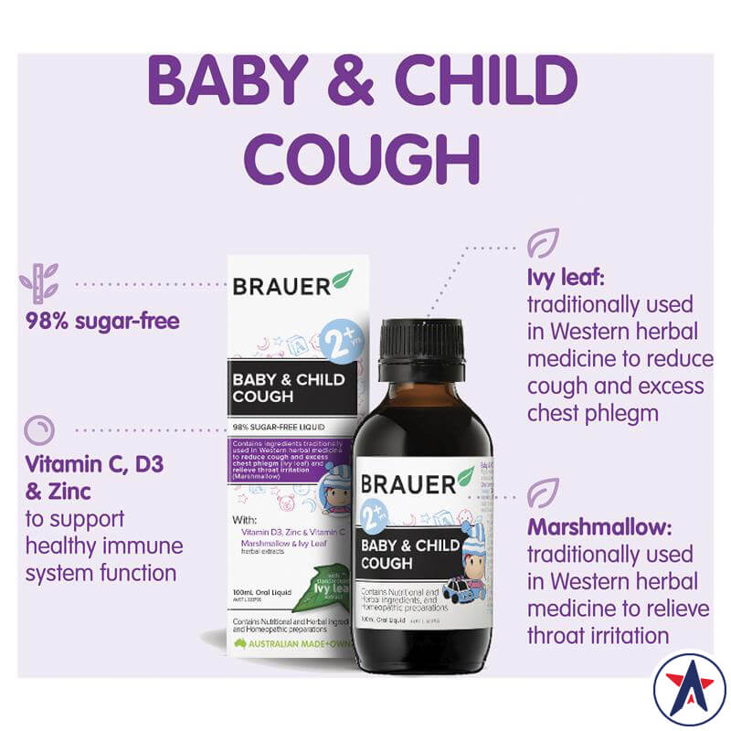Siro ho Brauer Baby & Child Cough cho bé trên 2 tuổi 100ml | Sản phẩm chất lượng từ Úc