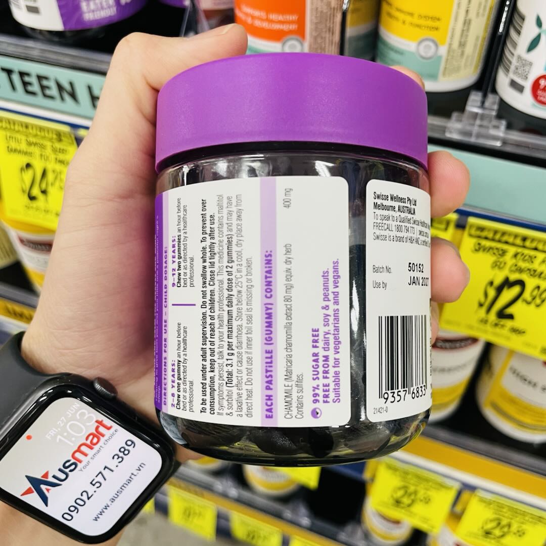 Kẹo dẻo hỗ trợ giấc ngủ Little Swisse Sleep dành cho bé