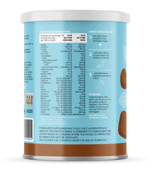 Bột đạm thực vật hữu cơ Sprout Organic kids Essential Shake vị Chocolate 700g