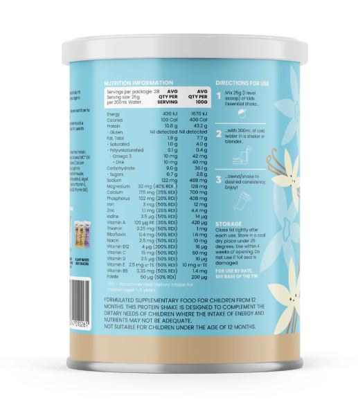 Bột đạm thực vật hữu cơ Sprout Organic Kids Essential Shake vị Vanilla 700g