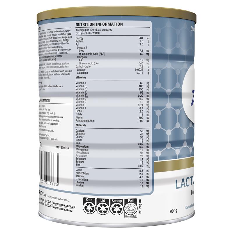 Sữa Alula Gold L.I Lactose Intolerance 900g (0-12 tháng)