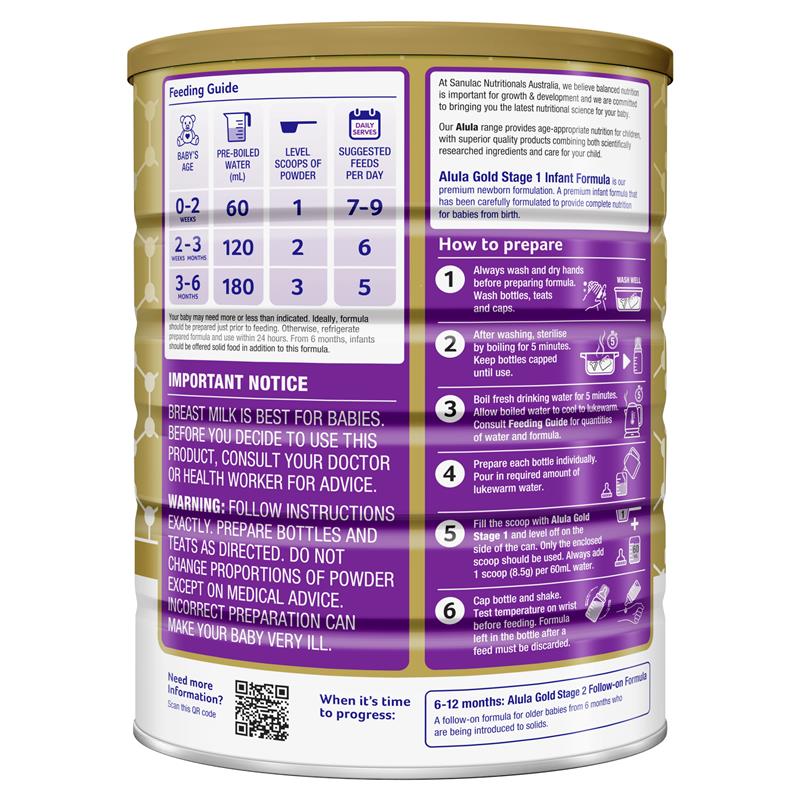Sữa Alula Gold số 1 Newborn Infant của Úc 900g (0-6 tháng)