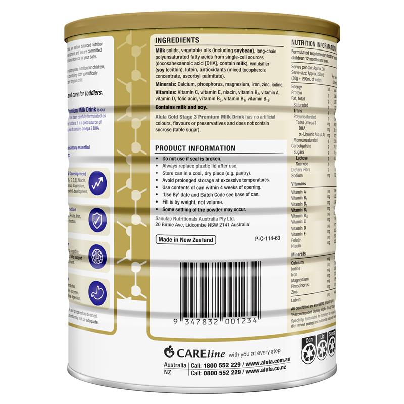 Sữa Alula Gold số 3 Toddler của Úc 900g cho trẻ từ 1-3 tuổi