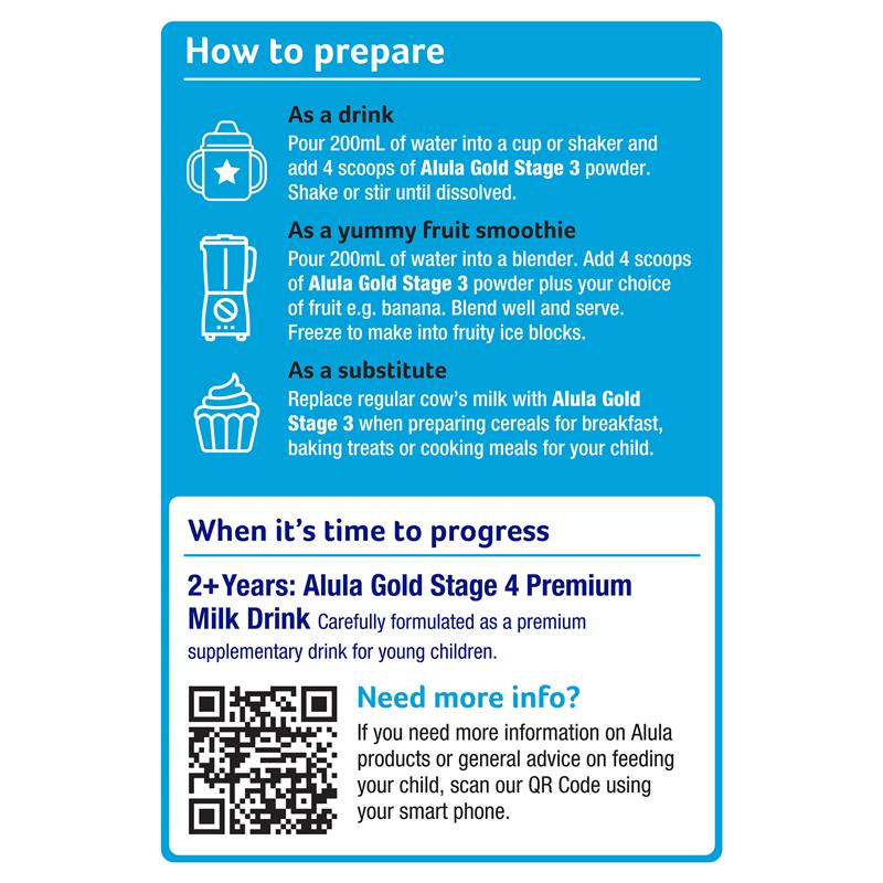 Sữa Alula Gold số 3 Toddler của Úc 900g cho trẻ từ 1-3 tuổi