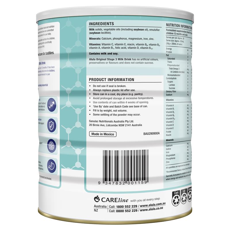 Sữa Alula Original số 3 Toddler 900g (1-3 tuổi)