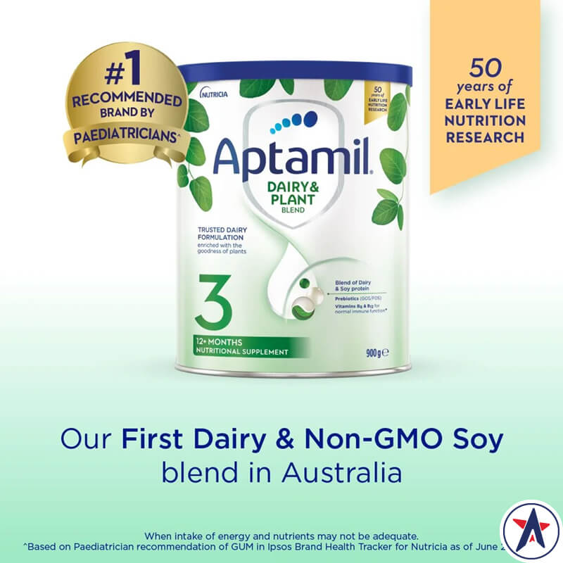 Sữa Aptamil Dairy & Plant Blend số 3 Toddler 900g cho trẻ trên 1 tuổi | Thương hiệu Úc chính hãng