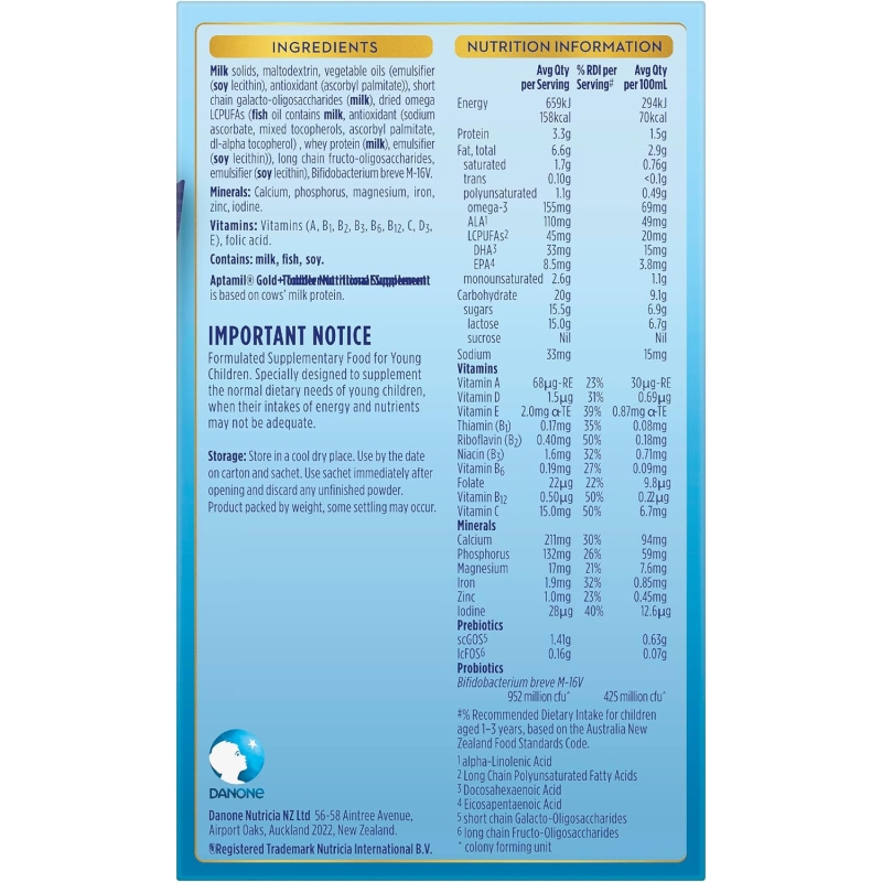 Sữa bột gói Aptamil Gold số 3 Pronutra (38g x 4 gói) (1-3 tuổi)