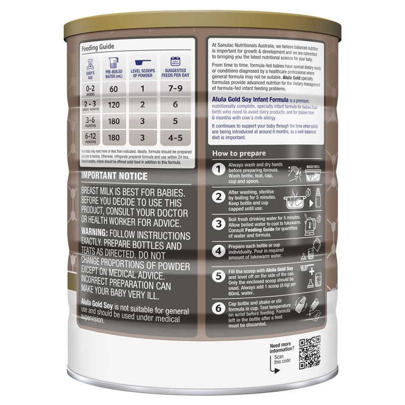 Sữa đậu nành Alula Gold Soy Infant 900g (0-12 tháng)