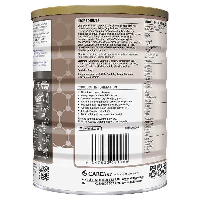 Sữa đậu nành Alula Gold Soy Infant 900g (0-12 tháng)