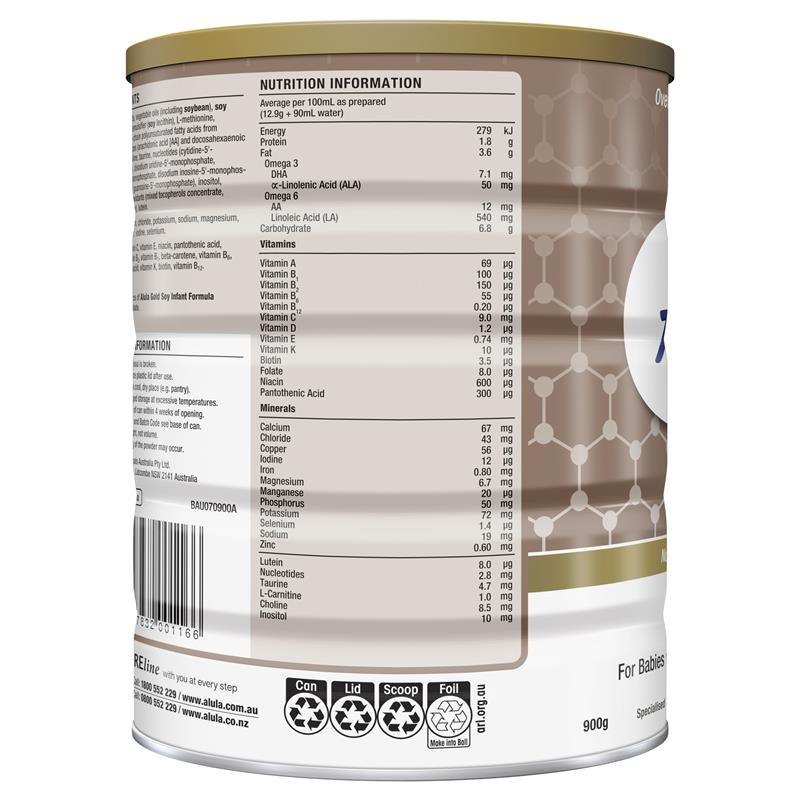 Sữa đậu nành Alula Gold Soy Infant 900g (0-12 tháng)