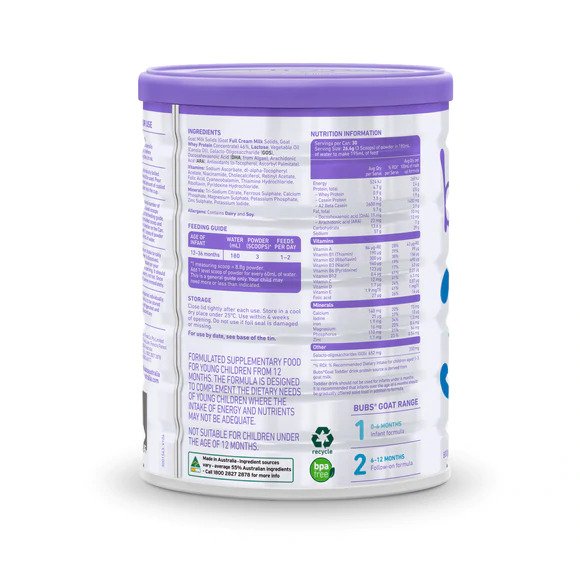 Sữa dê Bubs Australian Goat Milk của Úc số 3 (800g) (1- 3 tuổi)