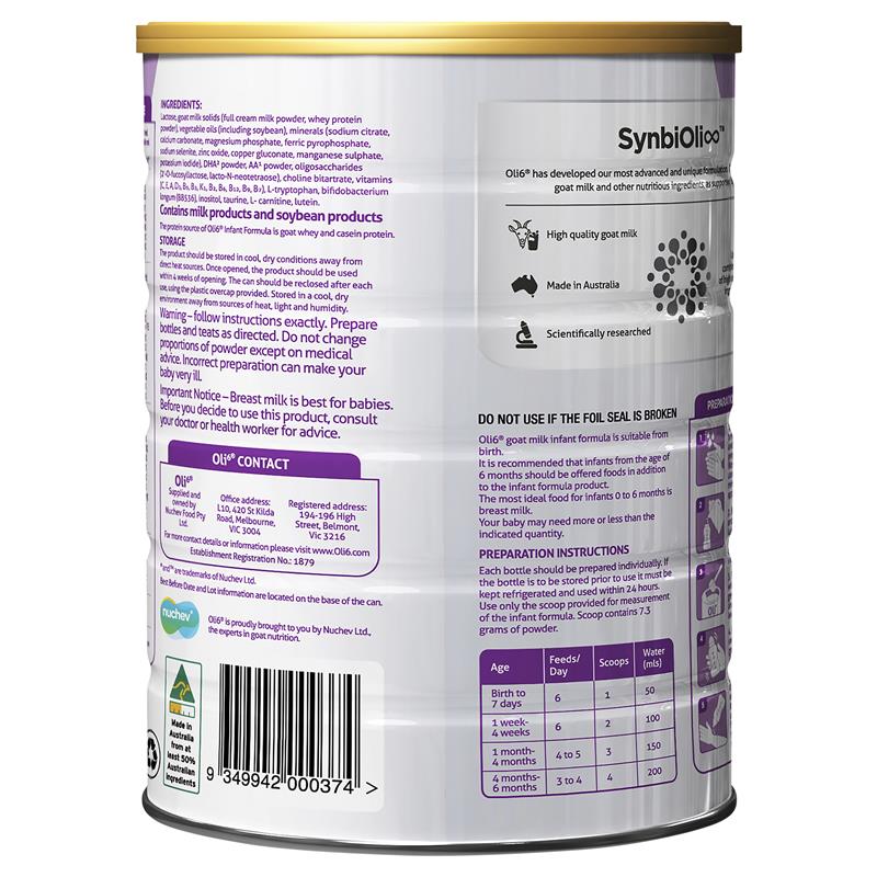Sữa dê Oli6 số 1 Goat Milk Infant 800g dành cho trẻ từ 0-6 tháng