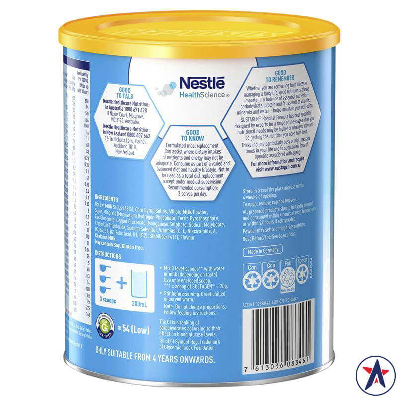 Sữa dinh dưỡng vị Vanilla Sustagen Hospital Formula 840g