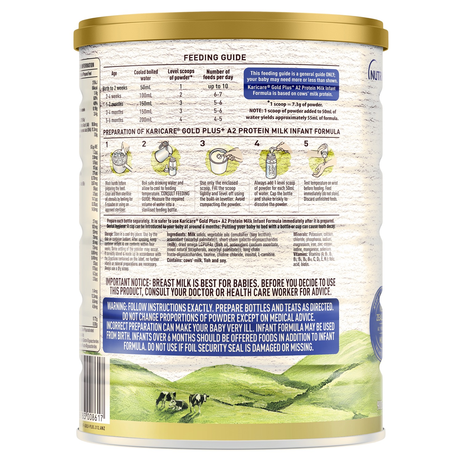 Sữa Karicare Gold Plus A2 Protein số 1 Toddler 900g (0-6 tháng)