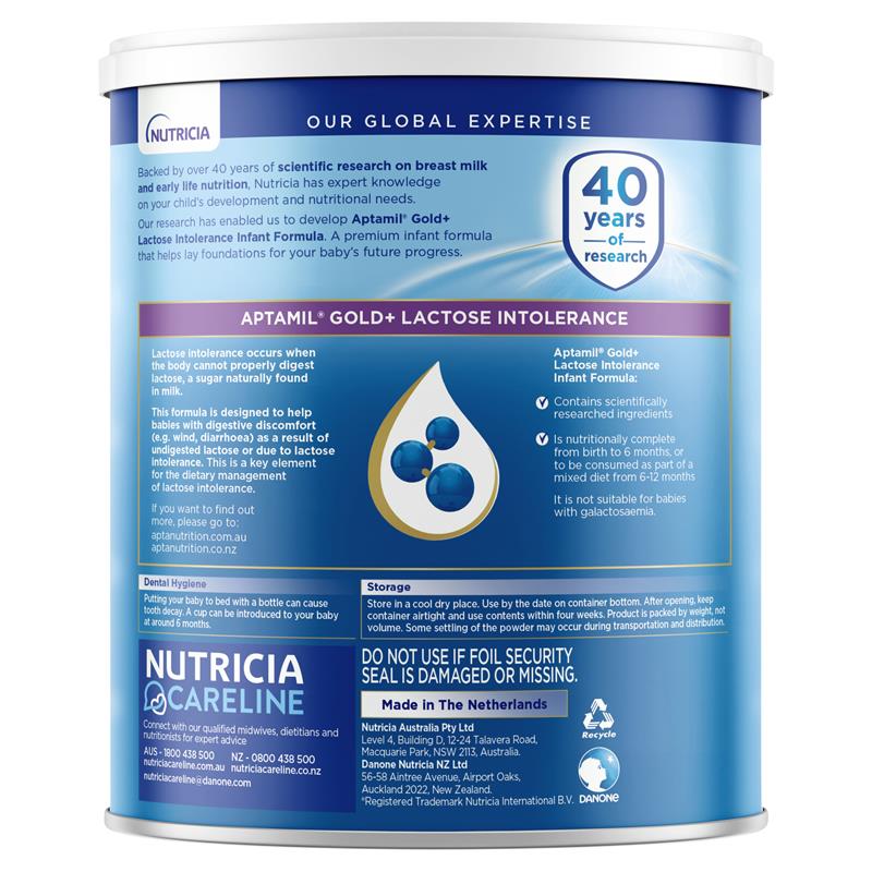 Sữa Aptamil Gold+ Lactose Intolerance 900g (0-12 tháng) | Xuất xứ Úc