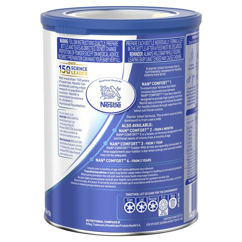 Sữa NAN Comfort Úc số 1 Infant 800g dành cho trẻ từ 0-6 tháng