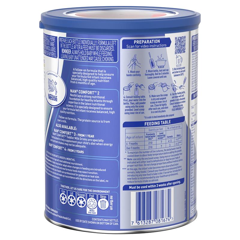 Sữa NAN Comfort Úc số 2 Follow On 800g cho trẻ từ 6-12 tháng