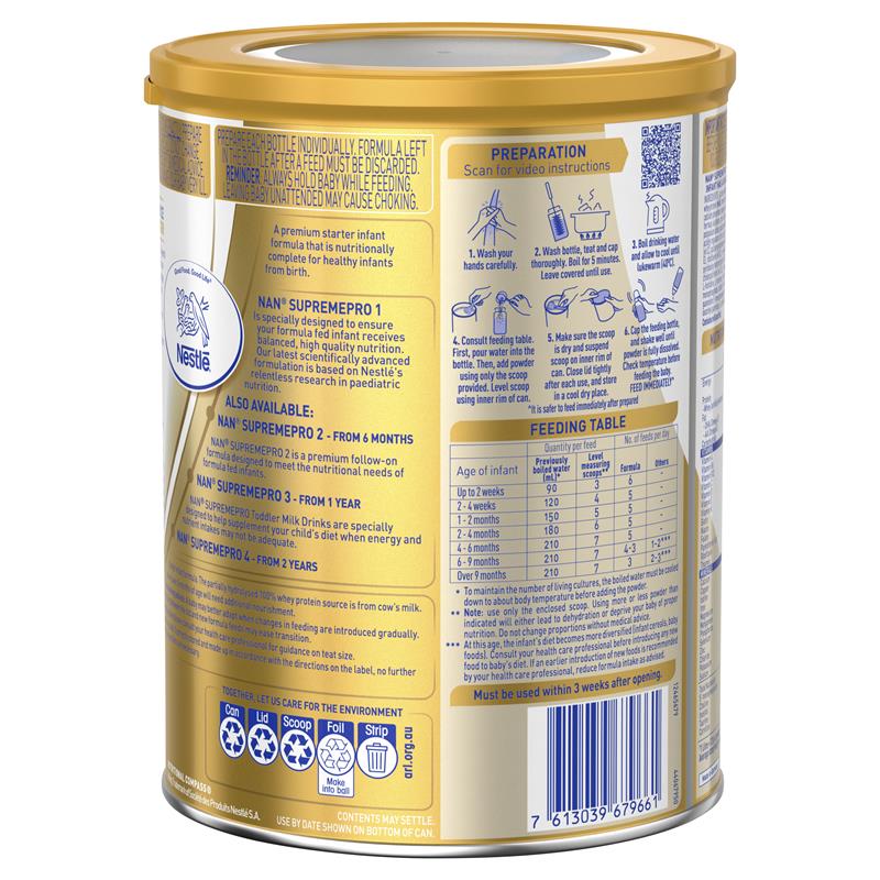 Sữa NAN Supreme Pro Úc số 1 Infant 800g dành cho trẻ từ 0-6 tháng | Mua hàng Úc tại Ausmart