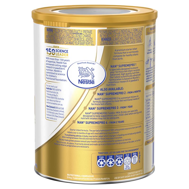 Sữa NAN Supreme Pro Úc số 1 Infant 800g dành cho trẻ từ 0-6 tháng | Sản phẩm Úc