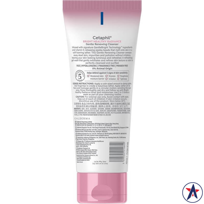 Sữa rửa mặt sáng da Cetaphil Bright Healthy Radiance Gentle Renewing Cleanser 100g