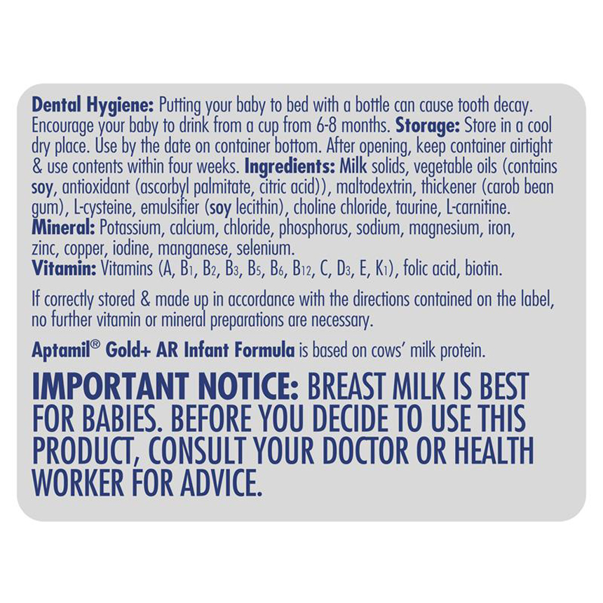 Sữa Aptamil Gold Plus Úc AR+ Thickened Infant 900g (0-12 tháng)