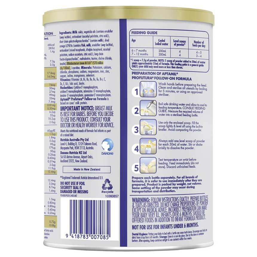 Sữa Aptamil Úc số 2 Profutura Follow On 900g (6-12 tháng)