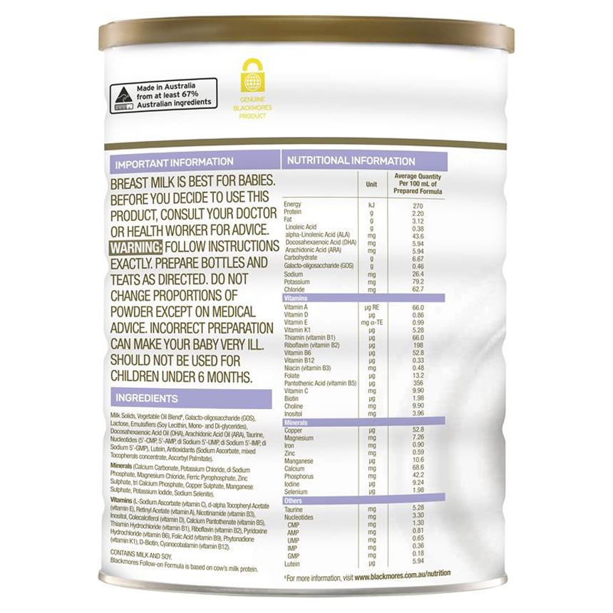 Sữa Blackmores Úc số 2 Follow On 900g dành cho trẻ từ 6-12 tháng
