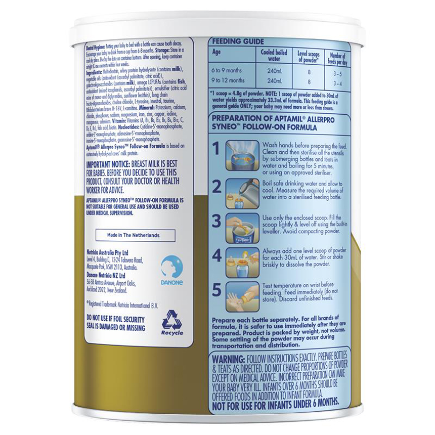 Sữa Aptamil Allerpro Syneo số 2 (900g) dành cho trẻ từ 6-12 tháng | Hàng xách tay Úc