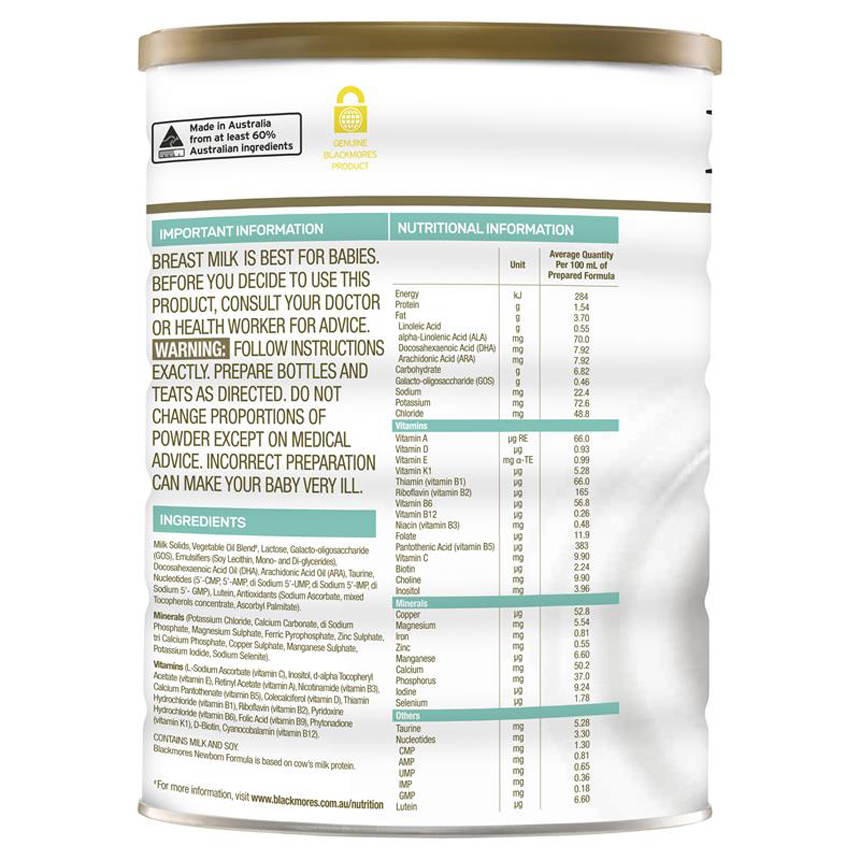 Sữa Blackmores Úc số 1 Newborn 900g dành cho trẻ từ 0-6 tháng | Hàng xách tay Úc