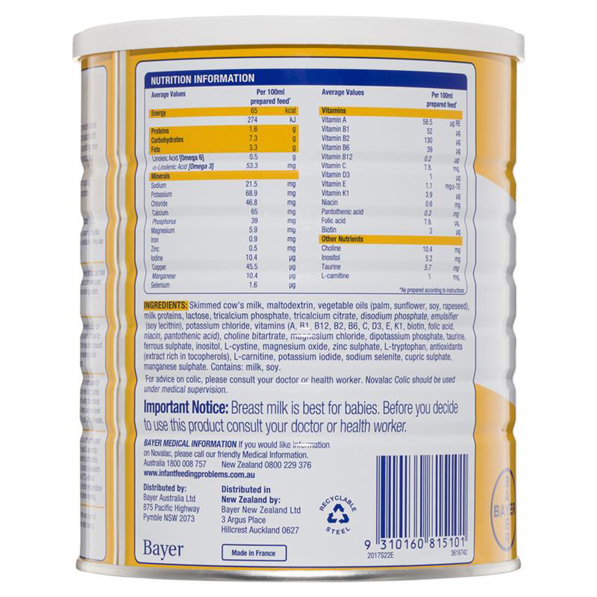 Sữa Novalac AC Anti Colic Infant 800g cho trẻ từ 0-12 tháng | Xuất xứ Úc