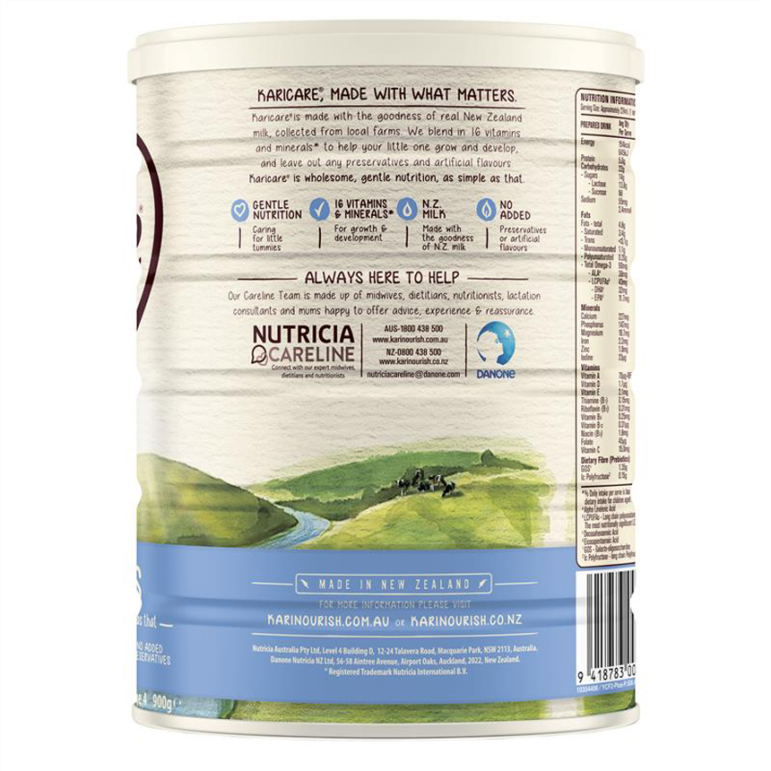 Sữa Karicare Plus số 4 Toddler 900g dành cho trẻ trên 2 tuổi