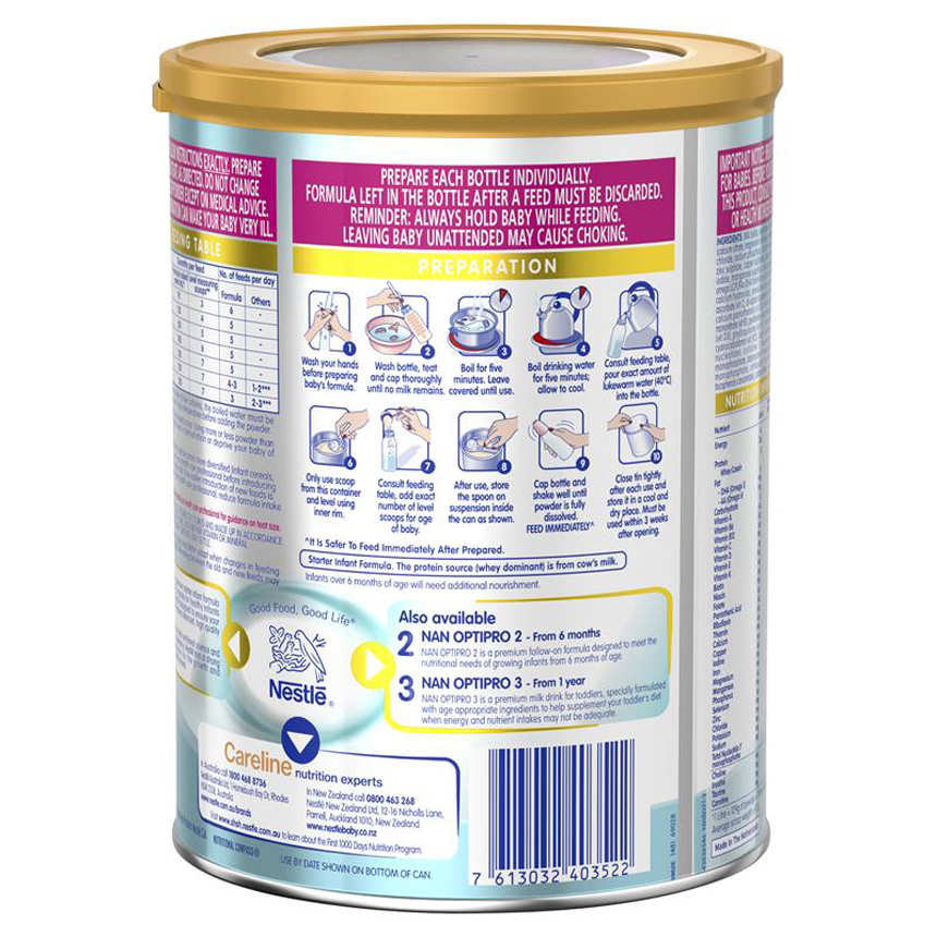 Sữa NAN Optipro Úc số 1 Infant 800g dành cho trẻ từ 0-6 tháng | Sản phẩm Úc chính hãng