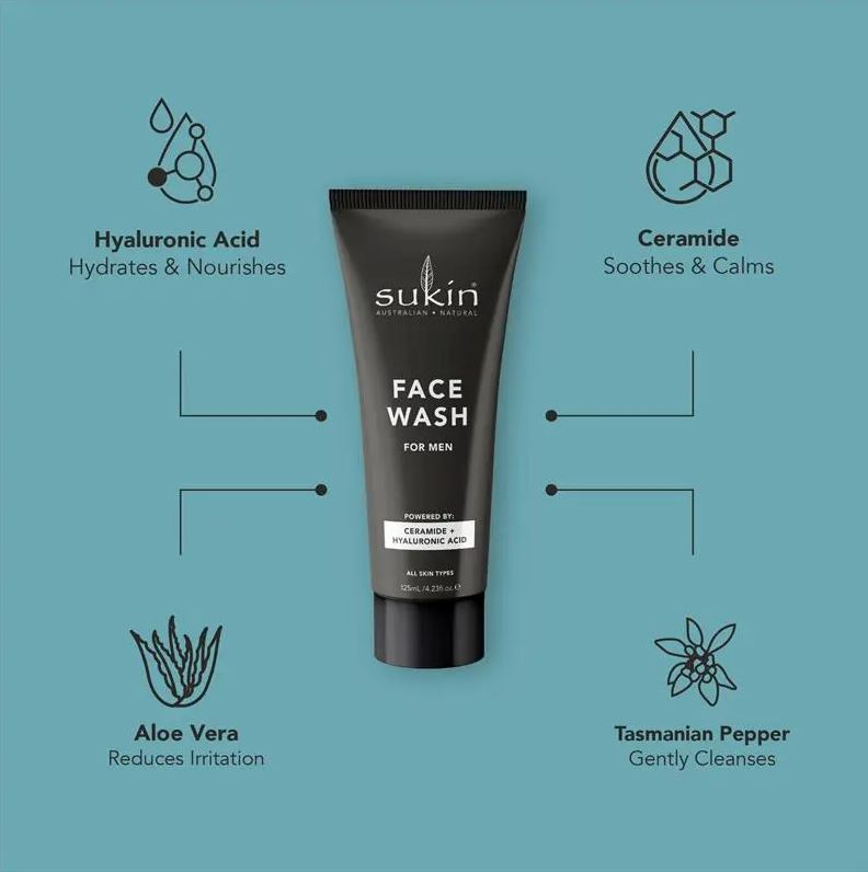 Sữa rửa mặt làm sạch sâu & dưỡng ẩm cho nam Sukin For Men Face Wash