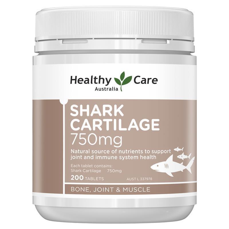 Sụn vi cá mập Úc Healthy Care Shark Cartilage 750mg 200 viên | Thương hiệu Úc