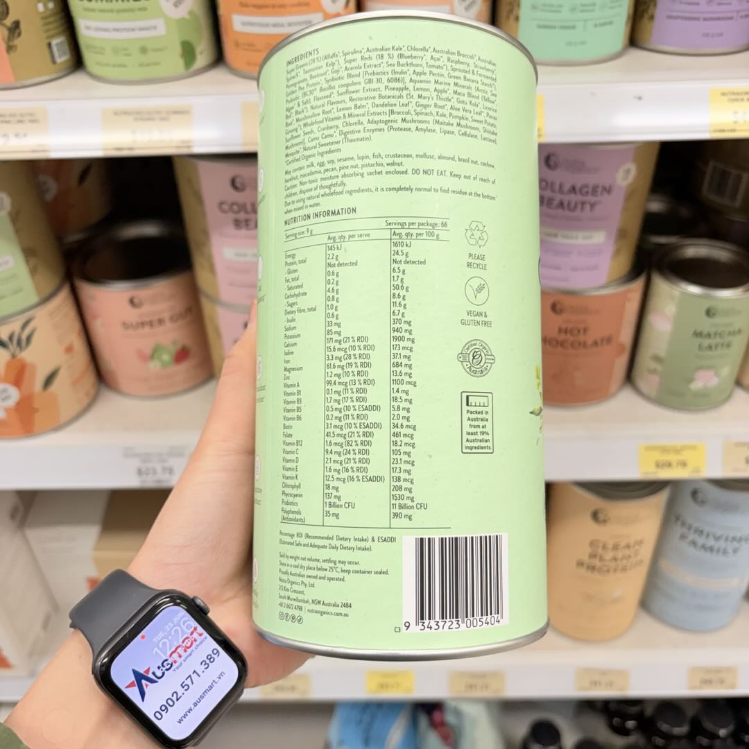 Bột rau củ Nutra Organics Super Greens + Reds Tăng miễn dịch và năng lượng