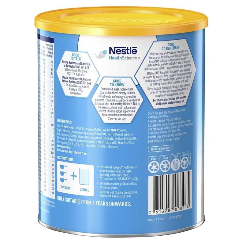 Sữa dinh dưỡng Sustagen Hospital Formula Nutritional Supplement