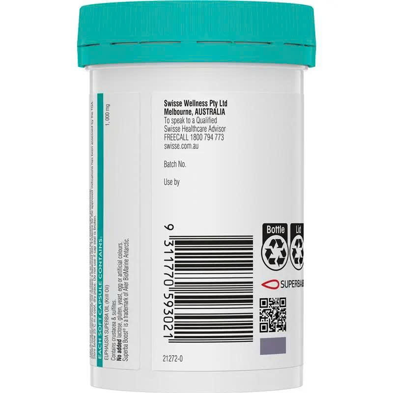 Dầu nhuyễn thể Swisse High Strength Deep Sea Krill Oil 1000mg 60 viên