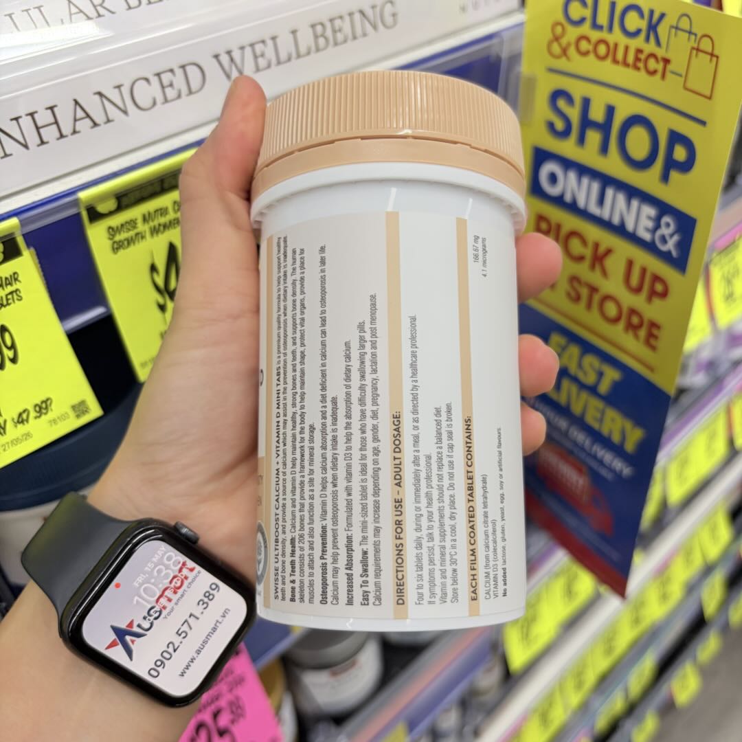 Bổ sung vitamin D & canxi Swisse Calcium + Vitamin D Mini Tabs