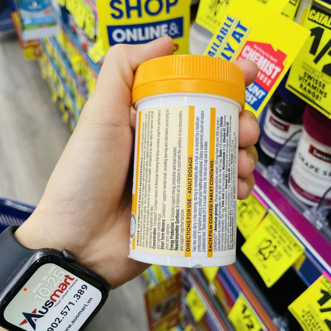 Viên uổng bổ não Swisse Ultiboost Focus Nootropics 60 viên