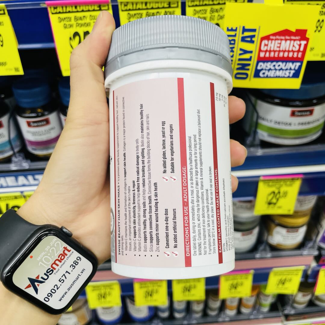 Swisse Ultiboost Collagen Hair Skin Nails đẹp da móng tóc