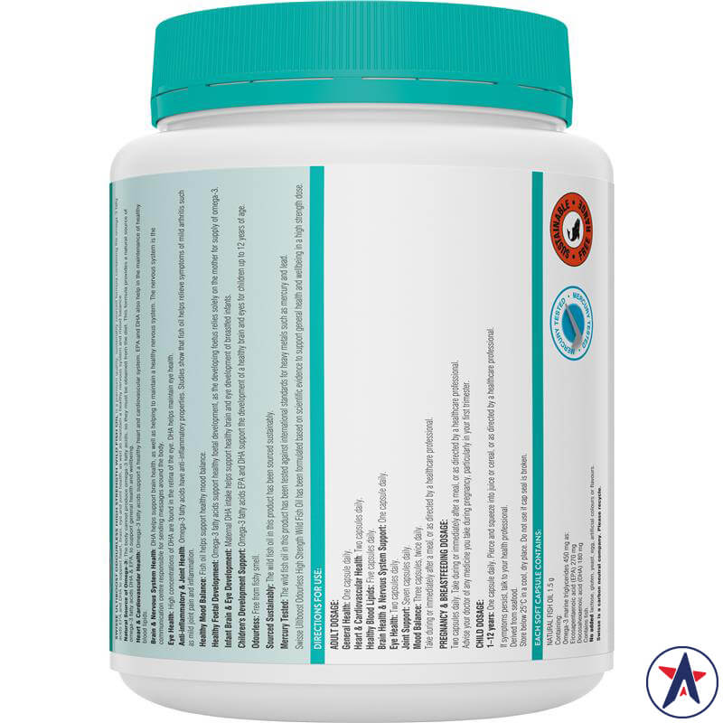 Swisse Odourless High Strength Wild Fish Oil 1500mg 400 viên | Hàng xách tay Úc chính hãng
