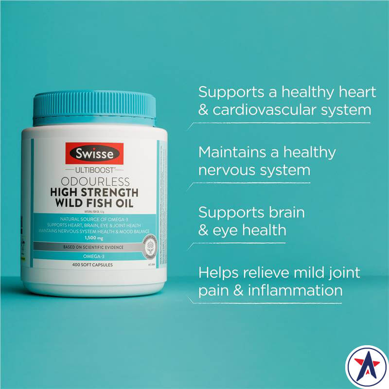 Swisse Odourless High Strength Wild Fish Oil 1500mg 400 viên | Mua hàng Úc tại Ausmart