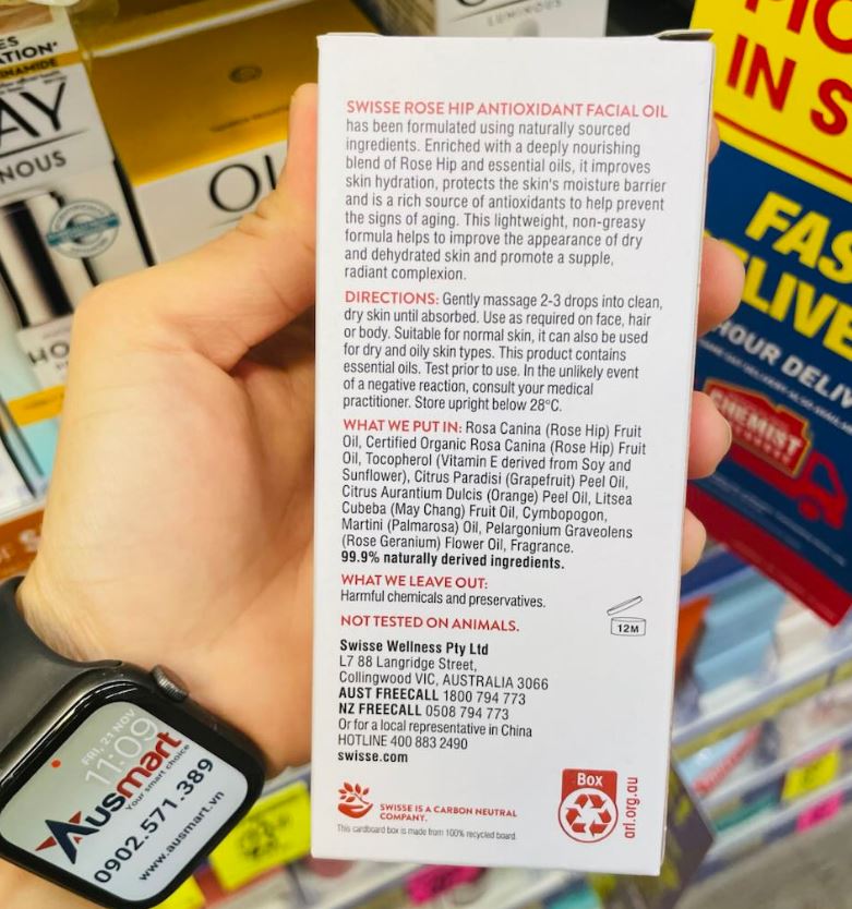 Tinh dầu tầm xuân Swisse Skincare Rose Hip Antioxidant Facial Oil 50ml