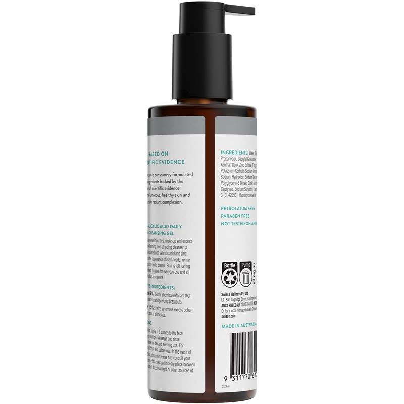 Gel rửa mặt cân bằng da Swisse Skincare Salicylic Acid Daily Balance Cleansing Gel 200ml