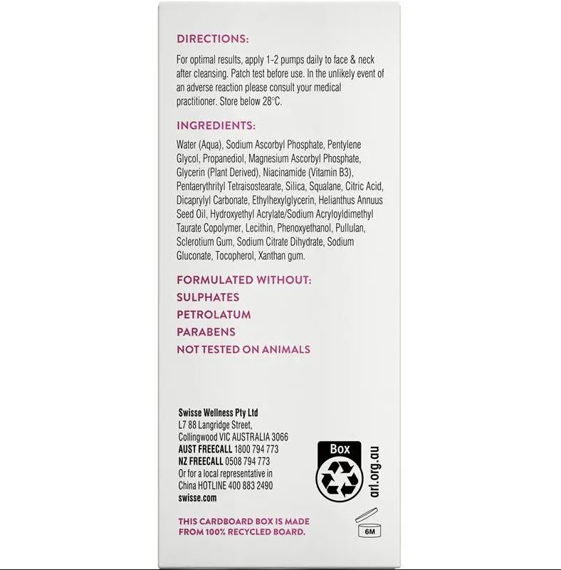 Serum dưỡng sáng da Swisse Beauty Vitamin C 10% Brightening Booster Serum 30ml