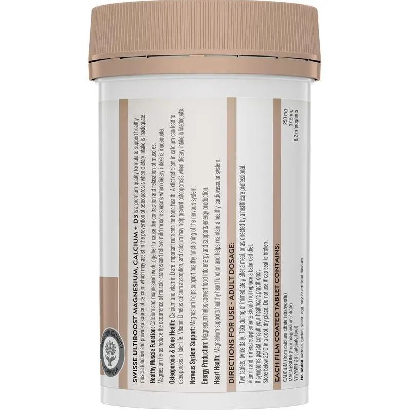 Viên uống hỗ trợ xương khớp và cơ bắp Swisse Ultiboost Magnesium Calcium + Vitamin D3