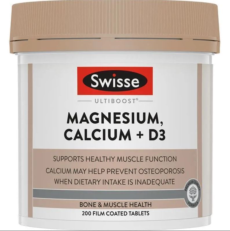 Viên uống hỗ trợ xương khớp và cơ bắp Swisse Ultiboost Magnesium Calcium + Vitamin D3