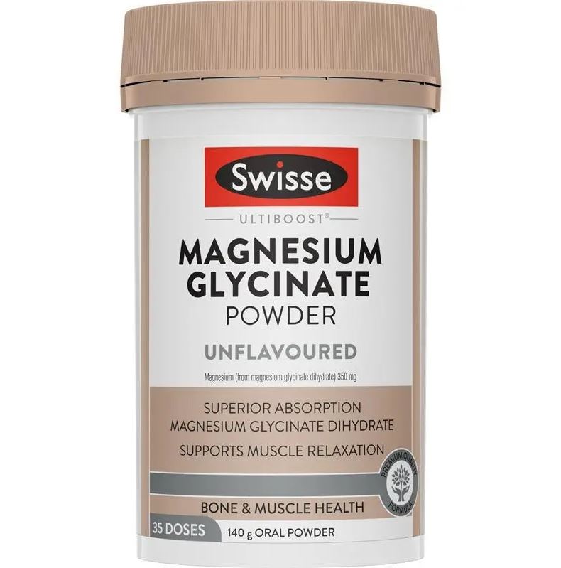 Bột uống Magie hỗ trợ cơ bắp Swisse Ultiboost Magnesium Glycinate Unflavoured Powder